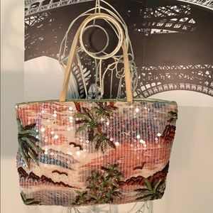 BEAUTIFUL ARTISAN BEACH PURSE W/SEQUINS